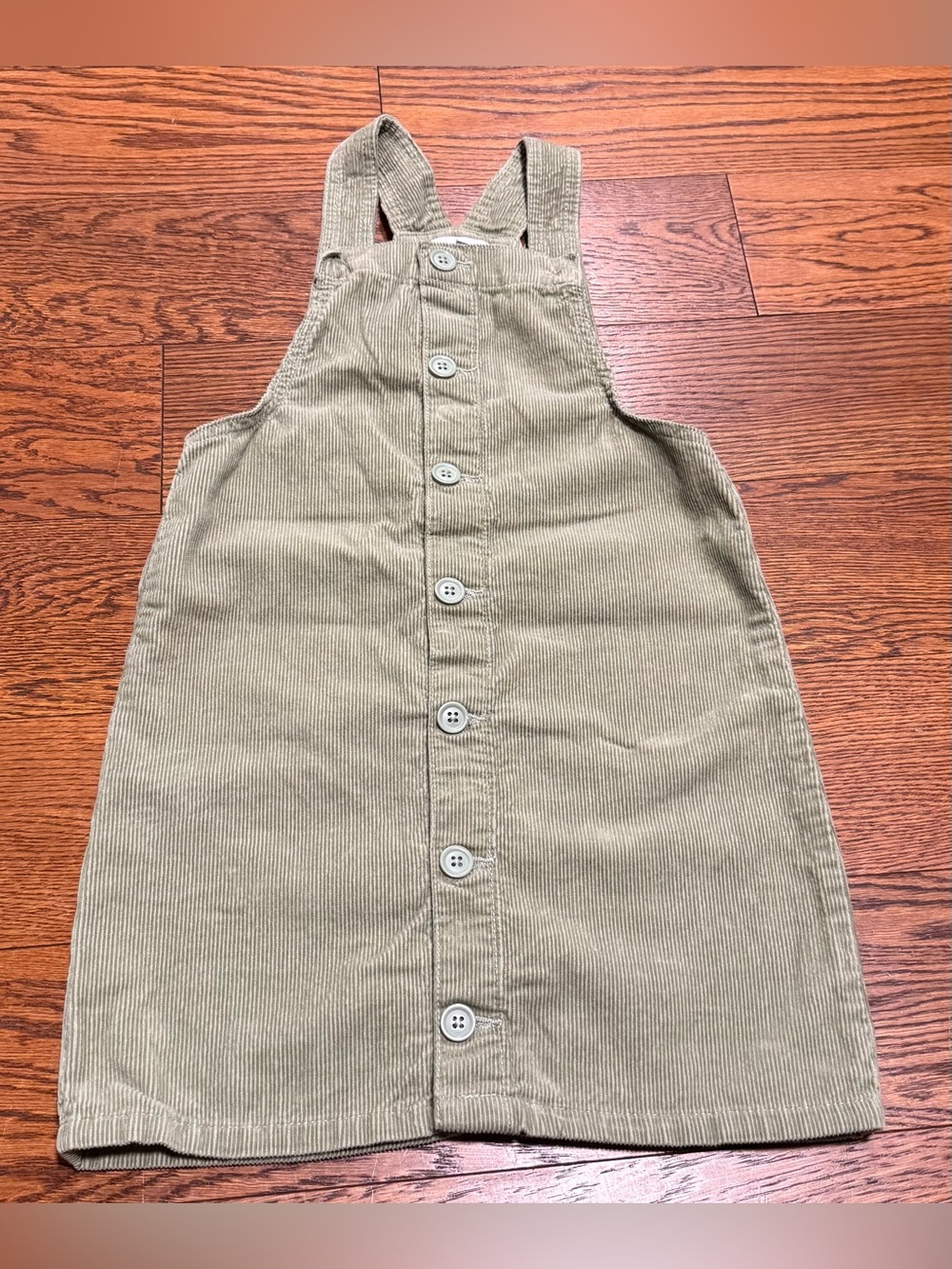 The Children’s Place Girls Matcha Green Corduroy Button-Up Overall Dress Size 8